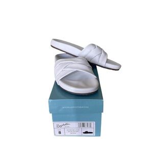 Seychelles Show Me Love White Leather Flat Strappy Slide Sandals Womens Sz 8